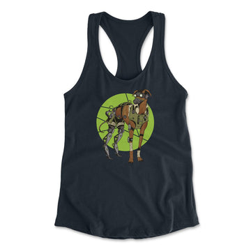 Cyber Greyhound Dog Womens Racerback Tank in Midnight Navy color